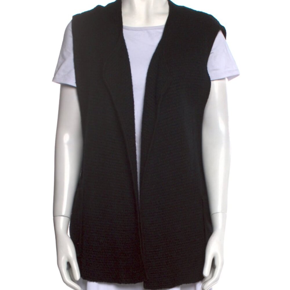 Isabel Marant Black Wool Mohair Alpaca Blend Open Front Sweater Vest Size 38